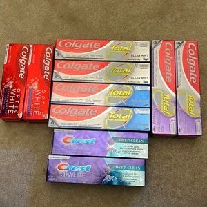 Colgate and Crest toothpaste collection of 10